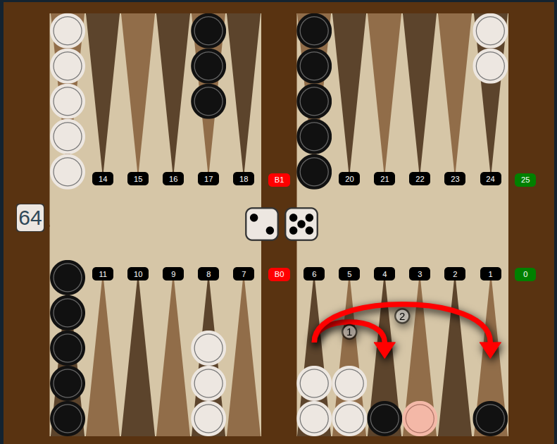 Hitting a blot in backgammon